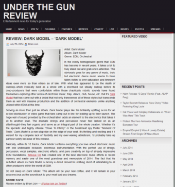 Dark Model album review on Under The Gun Review