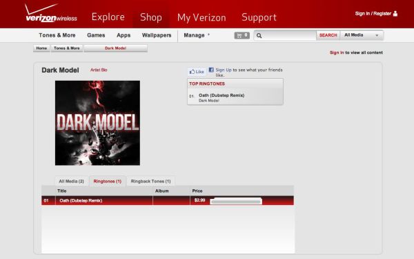 Dark Model "Oath (Dubstep Remix)" Out on Verizon Tones Store